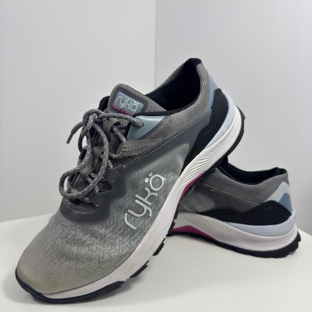 Ryka Take A Hike Trail Shoes Womens 10M Grey Pink Water Repellent Sneakers‎